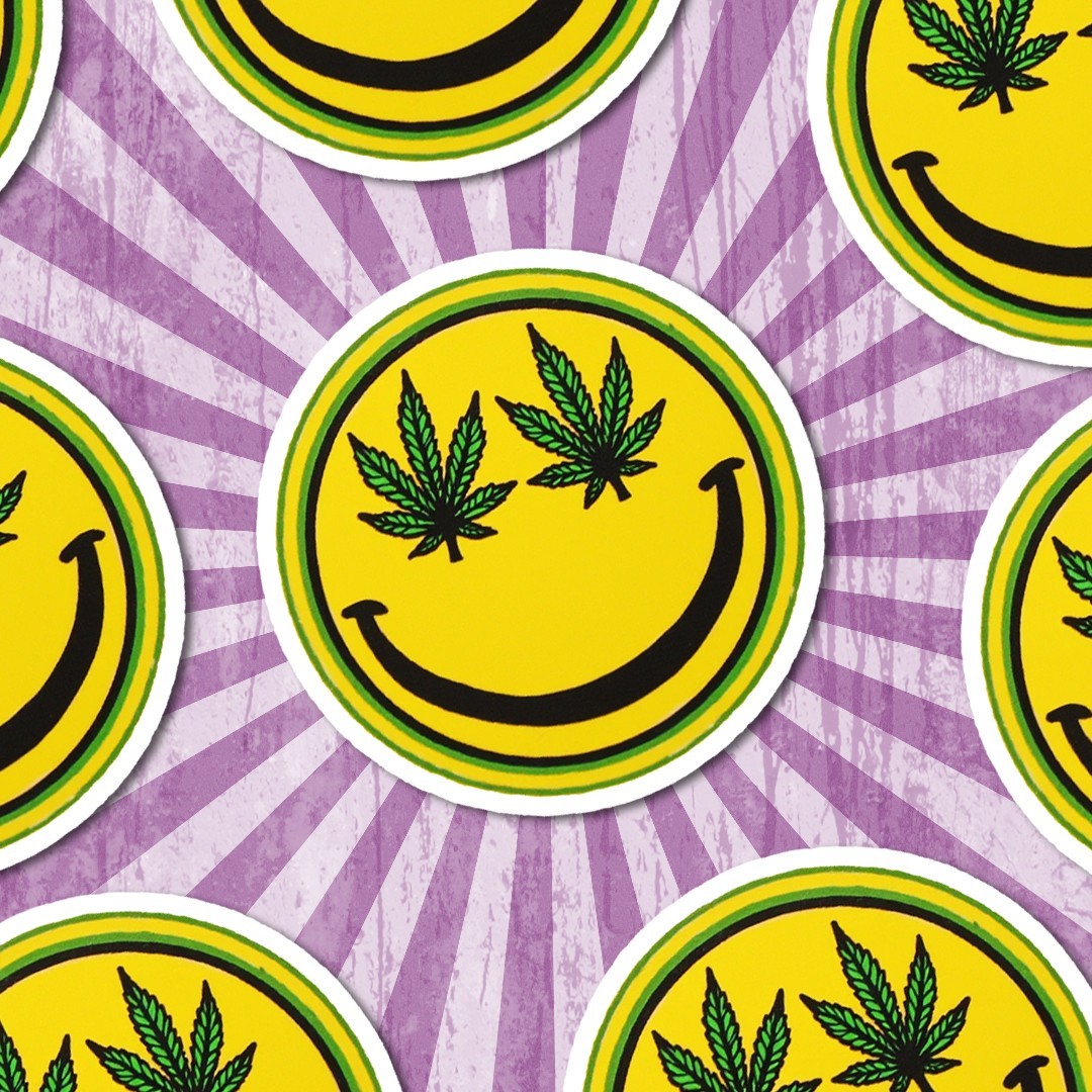 Pot Leaf Smiley Face Vinyl Sticker: Marijuana Life Decal – Smoke Life Fo Sho