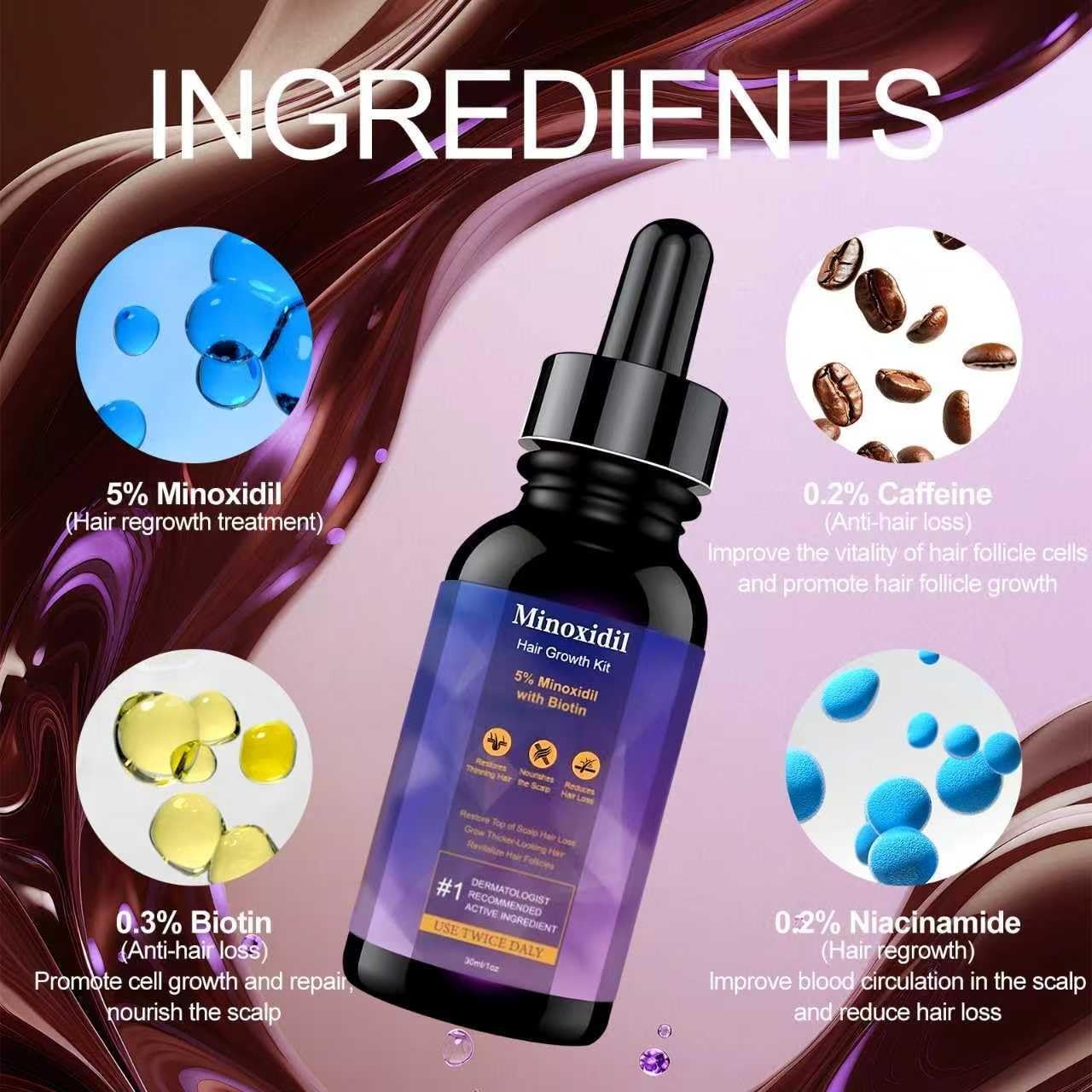 Hair Growth Treatment for Thicker Longer, 5% Minoxidil Biotin Hair Growth Serum