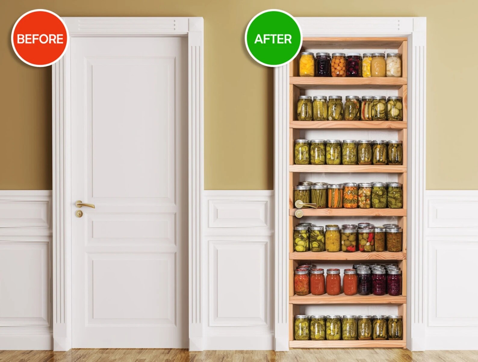 Pantry Door Decal, Peel'n'Stick, Laminated Sticker, Cover, Mural. Single Piece