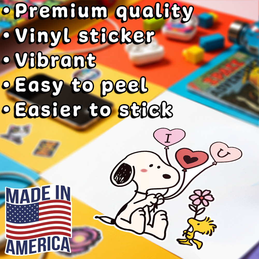 Peanuts Snoopy and Woodstock Sticker – Aesthetic Vinyl 4.2" W x 5" H