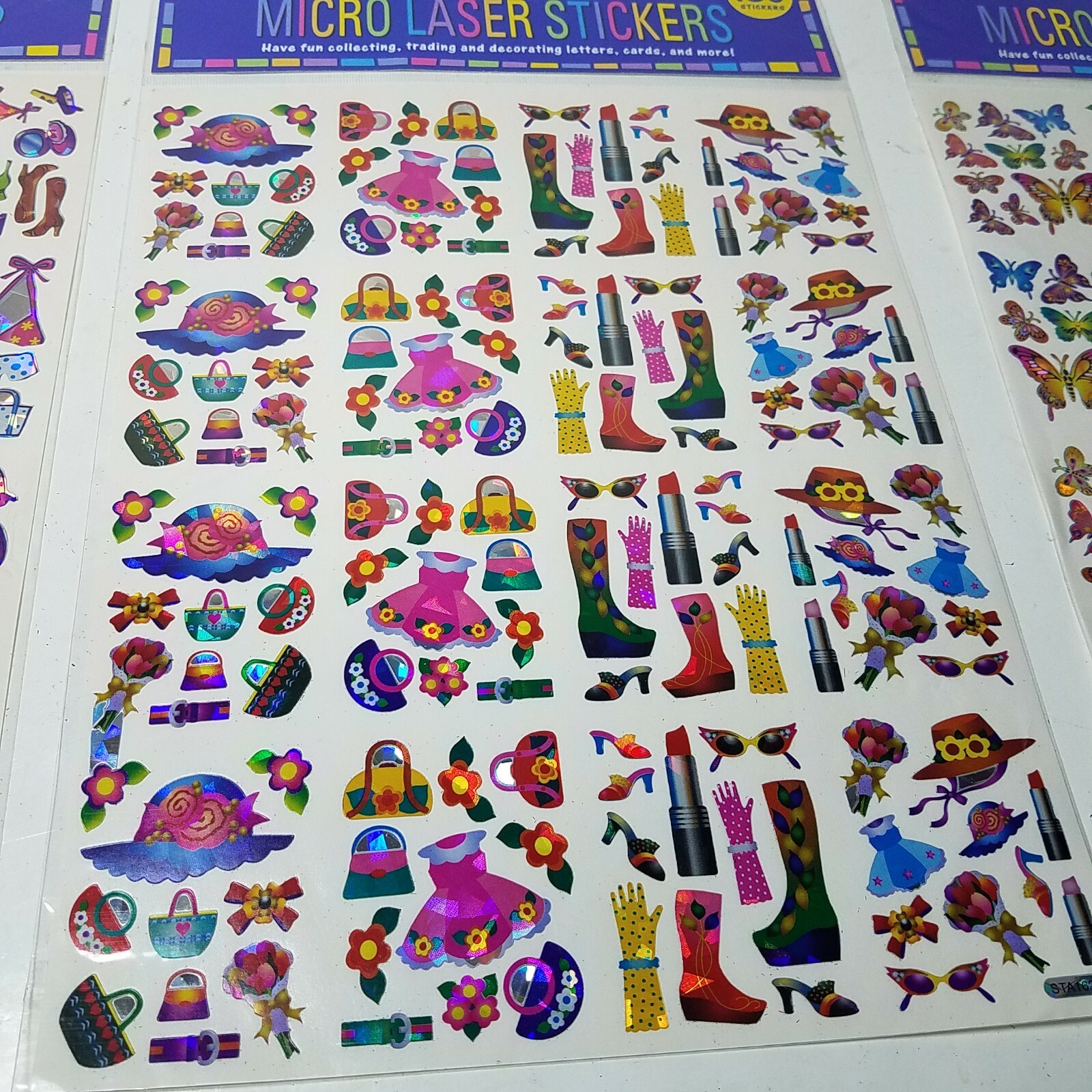 480 Pcs Micro Laser STICKERS PACK Decals Pop Art Butterflies Girls Fun Colors