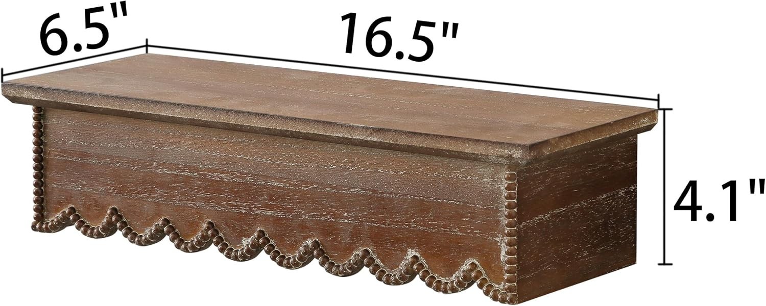 Wood Scalloped Decorative Wall Shelf, Bedroom Bathroom Kitchen Shelving Wall Mou