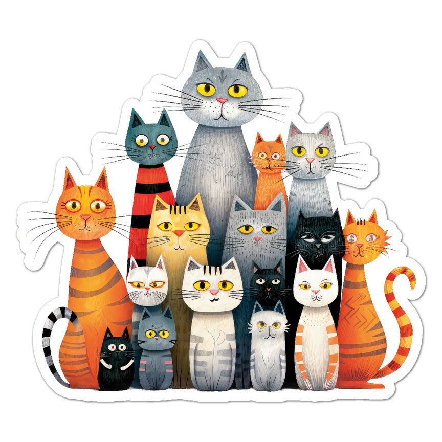 Funny Cats, Vinyl Decal Sticker, Indoor Outdoor, 3 Sizes, #11088