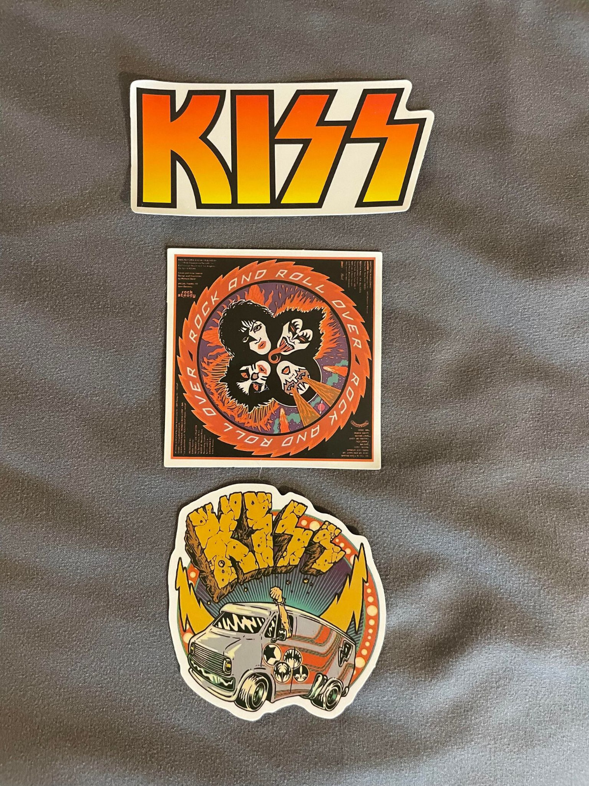 Lot (3) KISS 1 1/2" to 3 1/2" Band Logo STICKERS Fast! FREE SHIP! Demon Catman