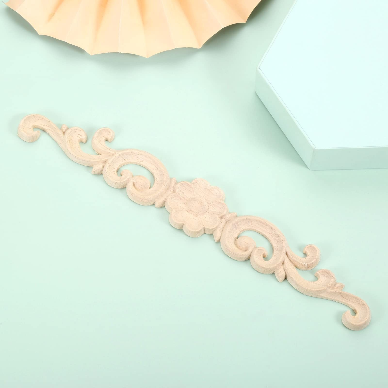 Wood Appliques Decorative Carved Onlays, Long Wooden Decals DIY Furniture Dec…