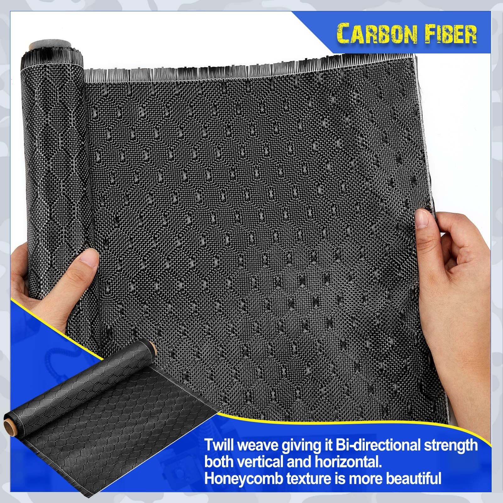 VitalCozy 10Ft x 12" Bee Hive Carbon Fiber Fabric Roll Sheet Carbon Fiber Clo…