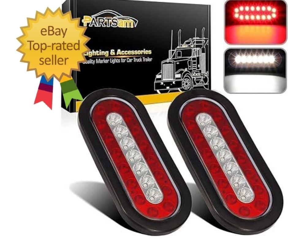 2Pcs 6.3" inch Oval Truck Trailer Led Tail Stop Brake Lights Taillights Running