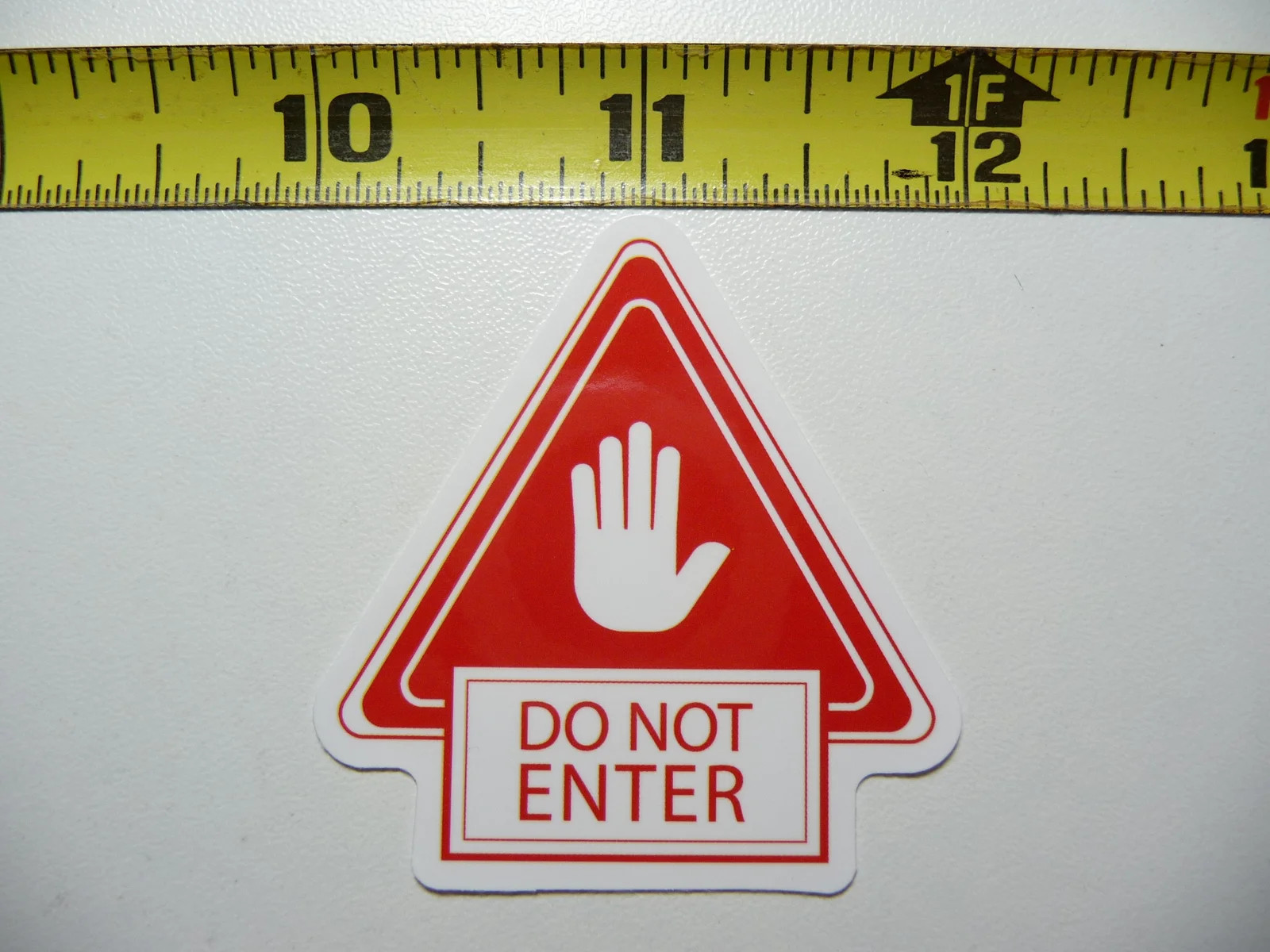HAND UP DO NOT ENTER TRIANGLE SMALL STICKER DECAL FUNNY JOKE GAG PRANK FUN