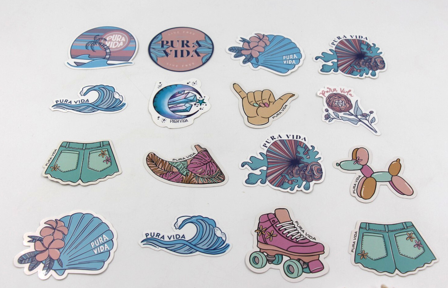 Pura Vida Sticker Lot Of 19 Logo Summer Beach Island Themed Floral Balloon Dog