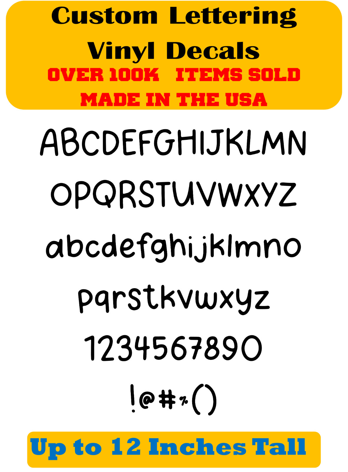 Custom Personalized Decal Vinyl Lettering Text Business Sign Handwritten Font vD