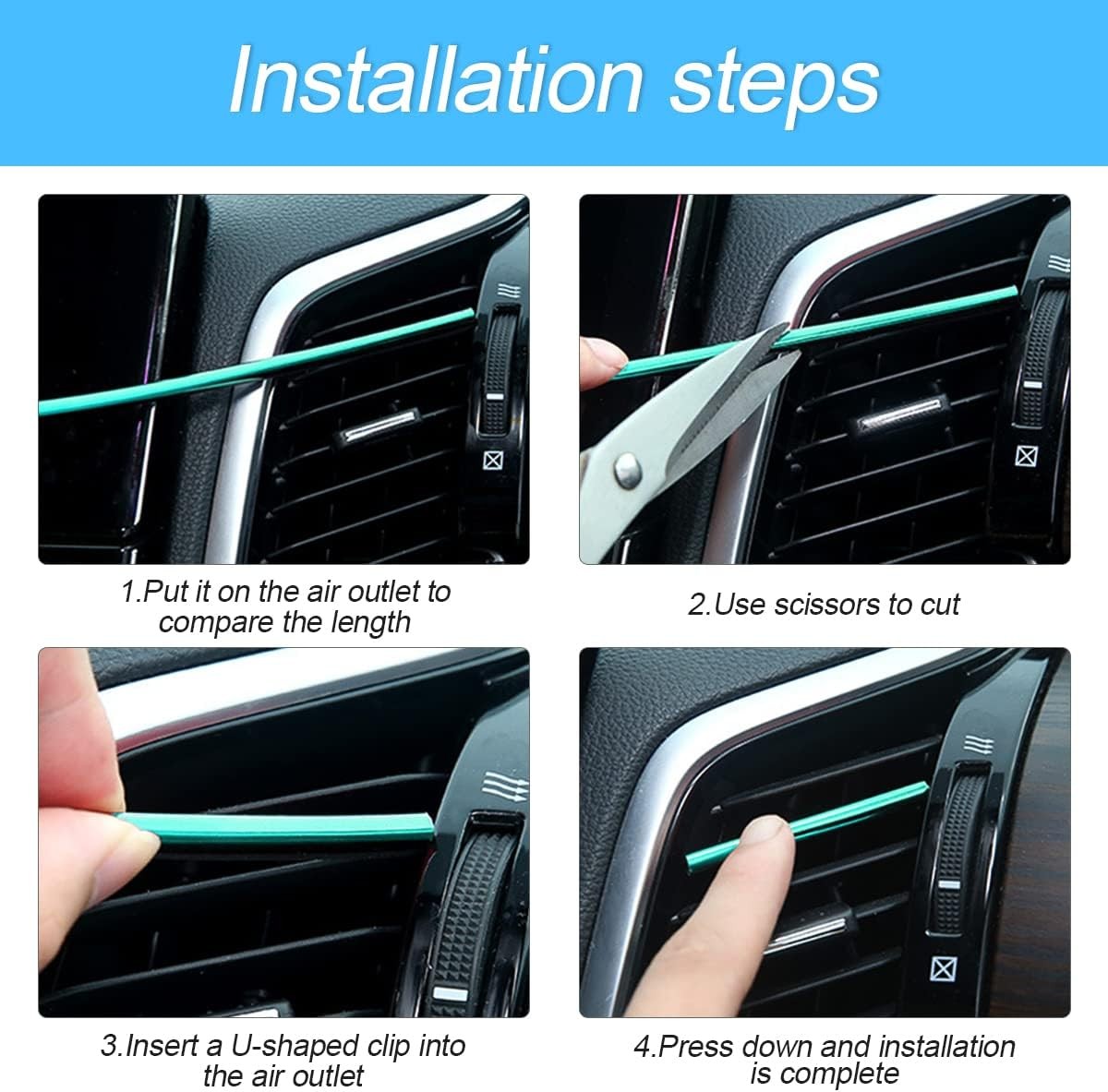 20PCS Car AC Vent Trim Strips, Ice Red, Universal Bendable Waterproof Decor