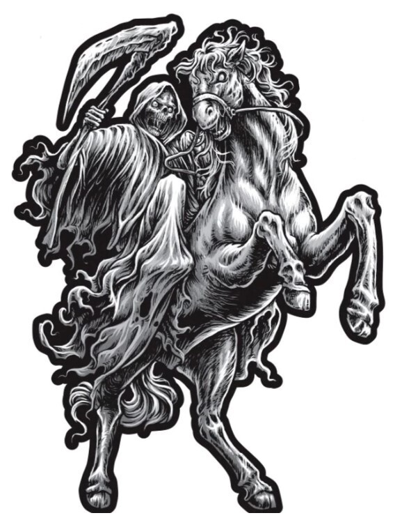 NEW LETHAL THREAT REAPER HORSEMAN MINI DECAL STICKER 2.75"x3.5" RC00043