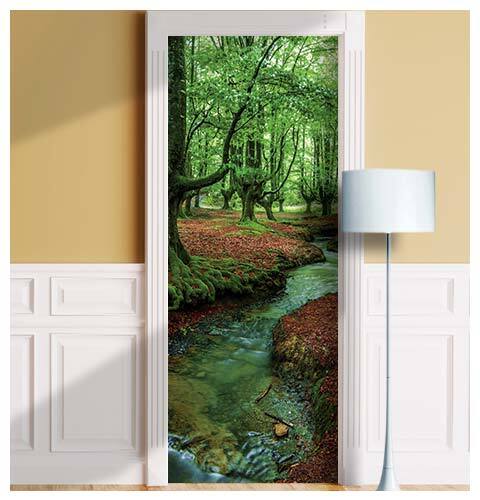 Forest Brook Door Decal, Laminated Sticker, Peel'n'Stick, Cover, Wrap