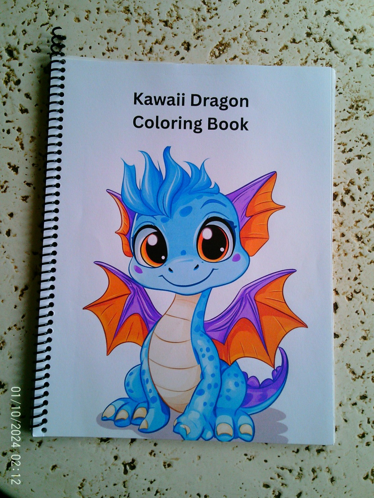 Whimsical Kawaii Dragon Reading Book Fun, Creative & Relaxing Art Pages
