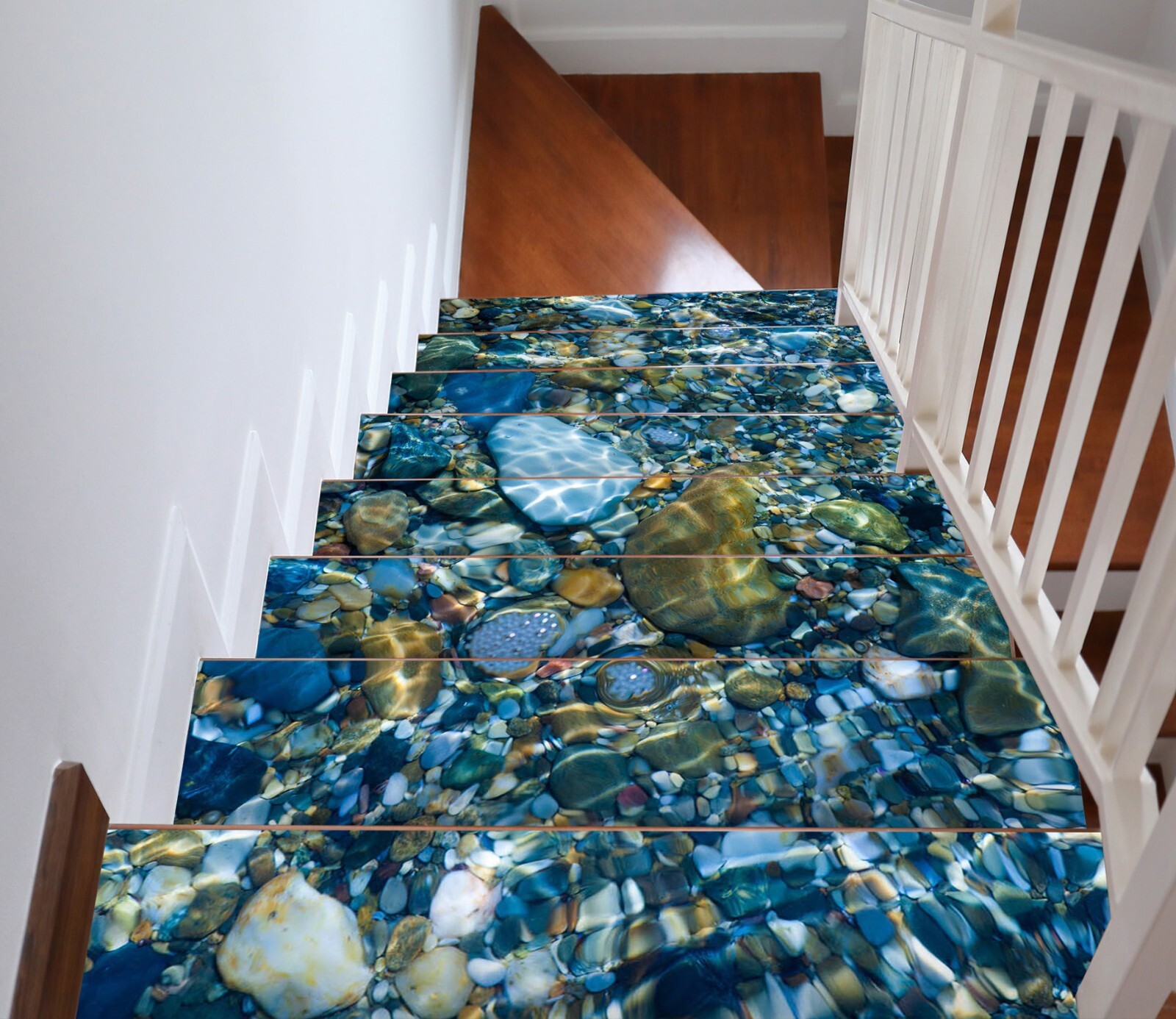 3D Blue Stones W025 Stairs Risers Decoration Photo Mural Vinyl Wallpaper Vera
