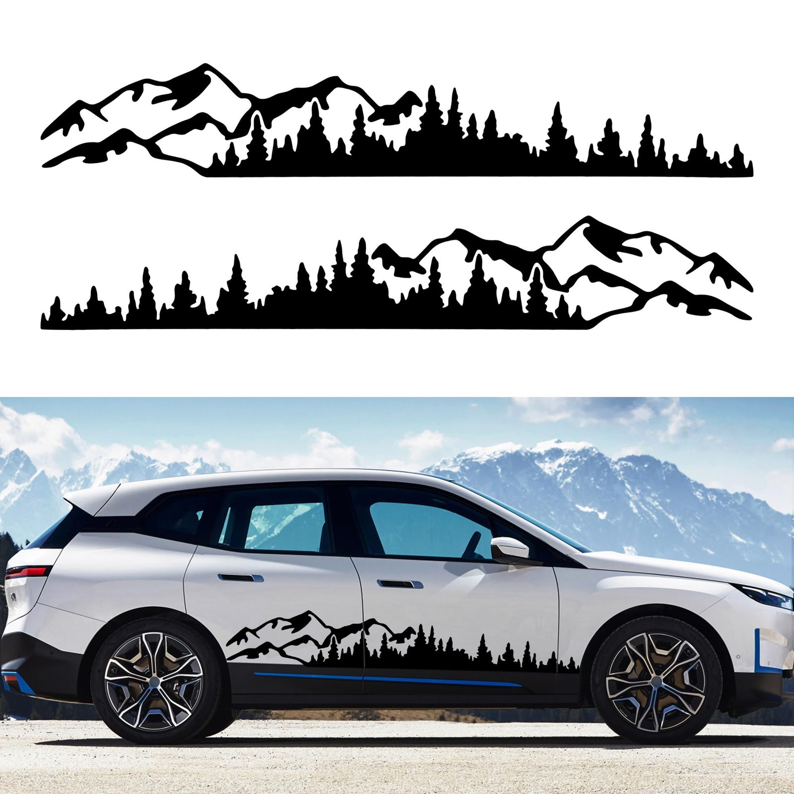 1 Pair 77.4" Mountain Tree Forest Vinyl Decals for Car Body Door Side Auto M…