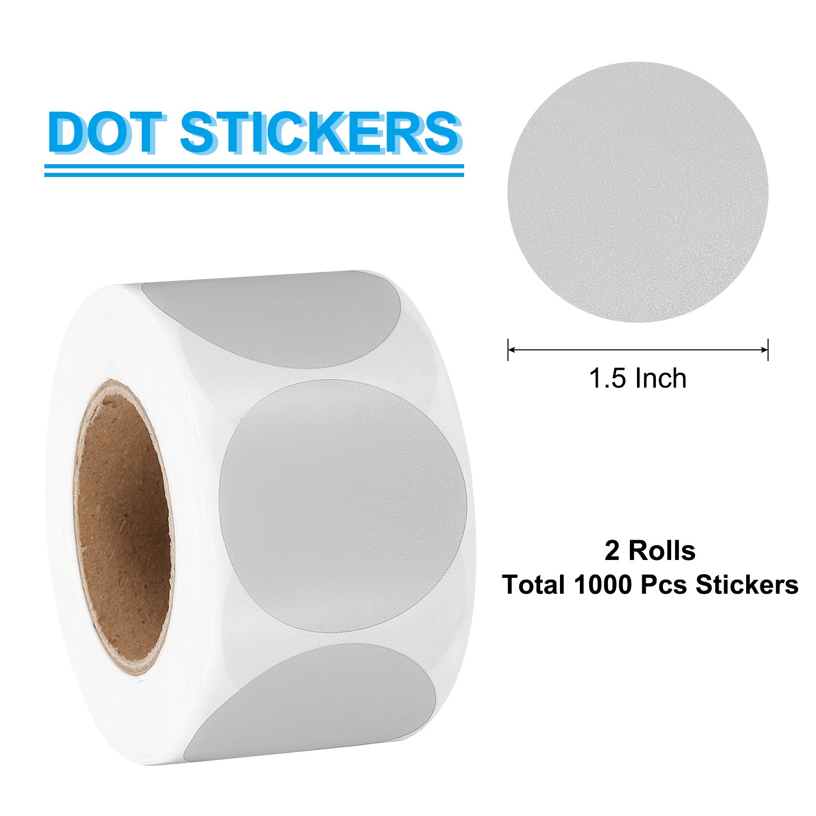 1.5 Inch Round Thermal Label Stickers for Business, Gray (2Rolls/Total 1000Pcs)