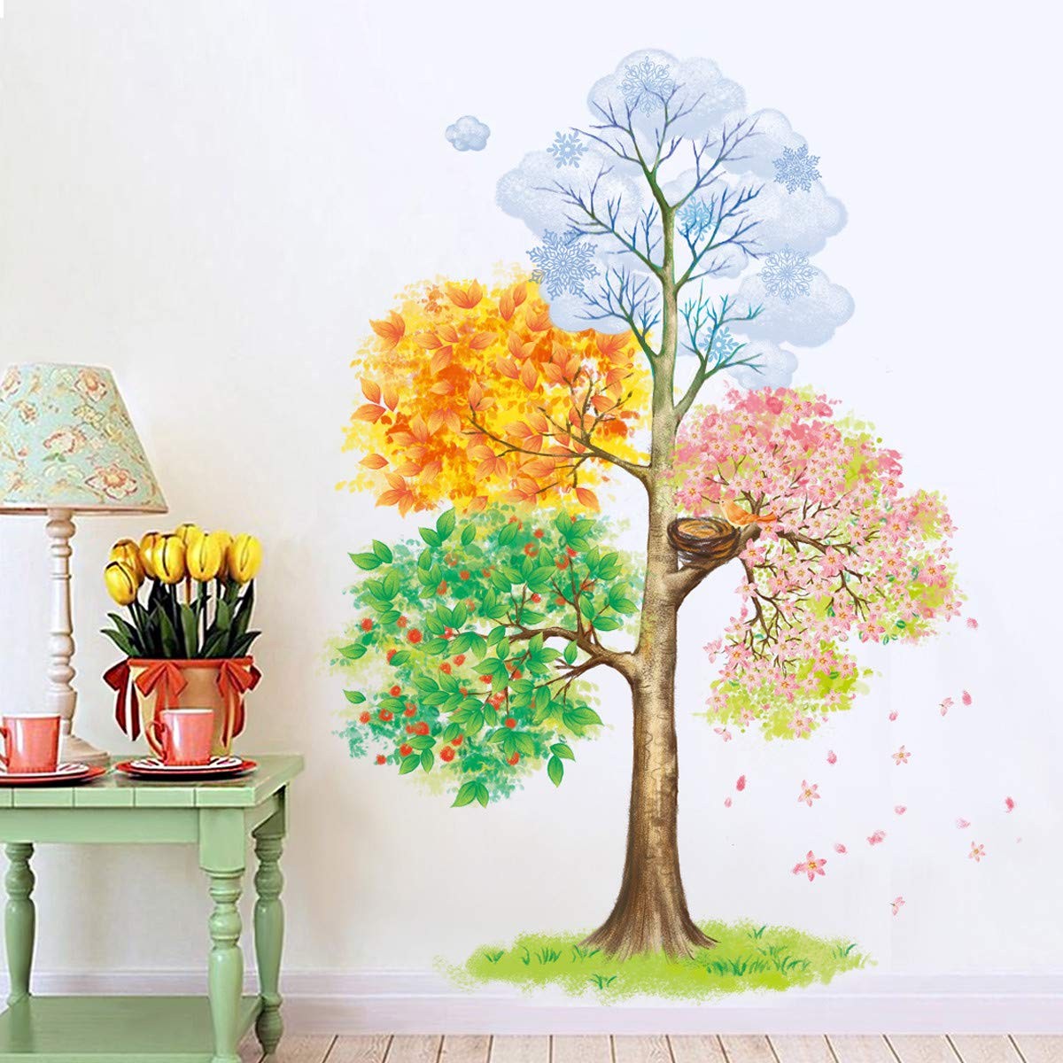 Four Seasons Tree Wall Stickers Removable Vinyl Wall Decals Art Decor for Bed…