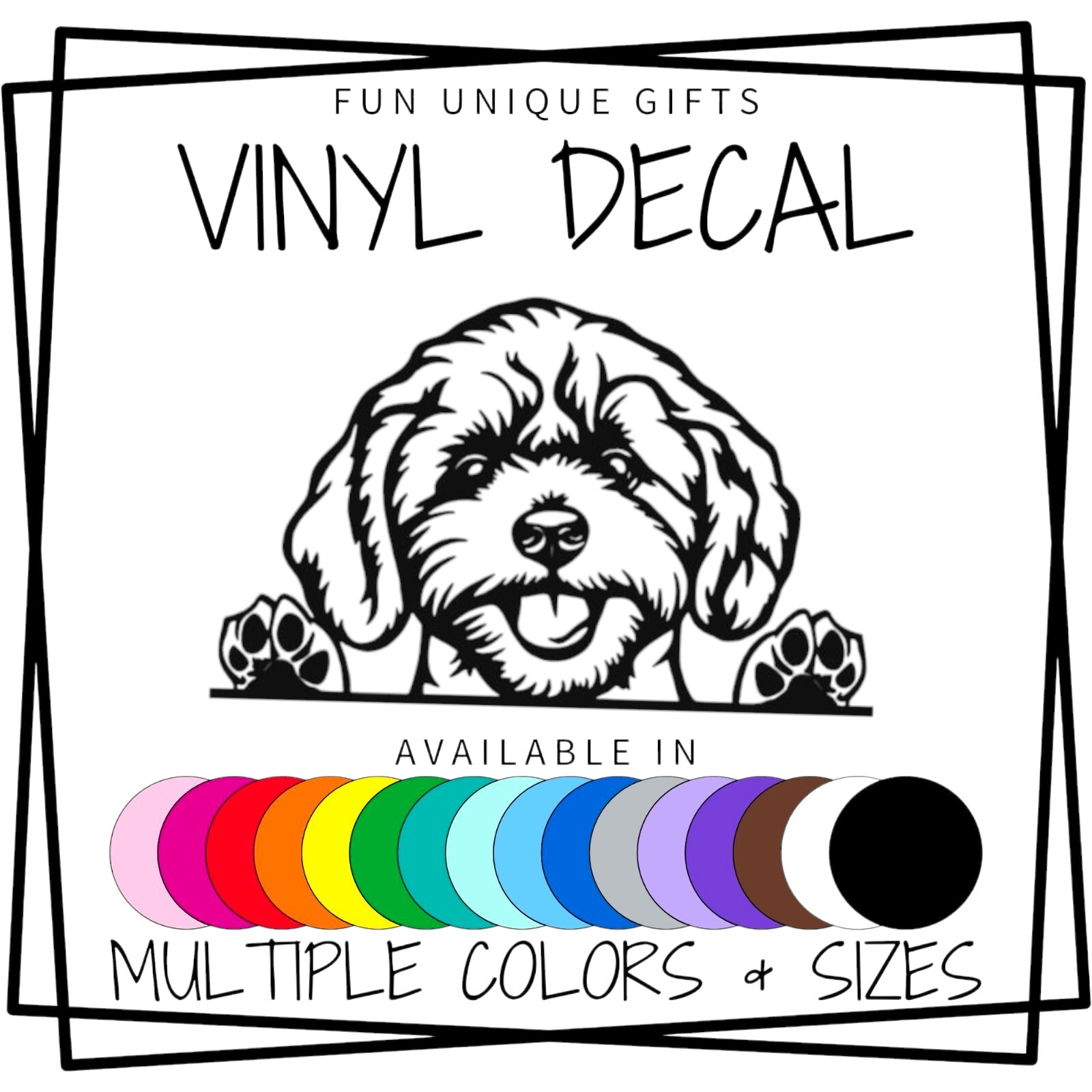 Peeking Dog Cavapoo Vinyl Decal Sticker -Multiple Colors & Sizes- FREE SHIPPING