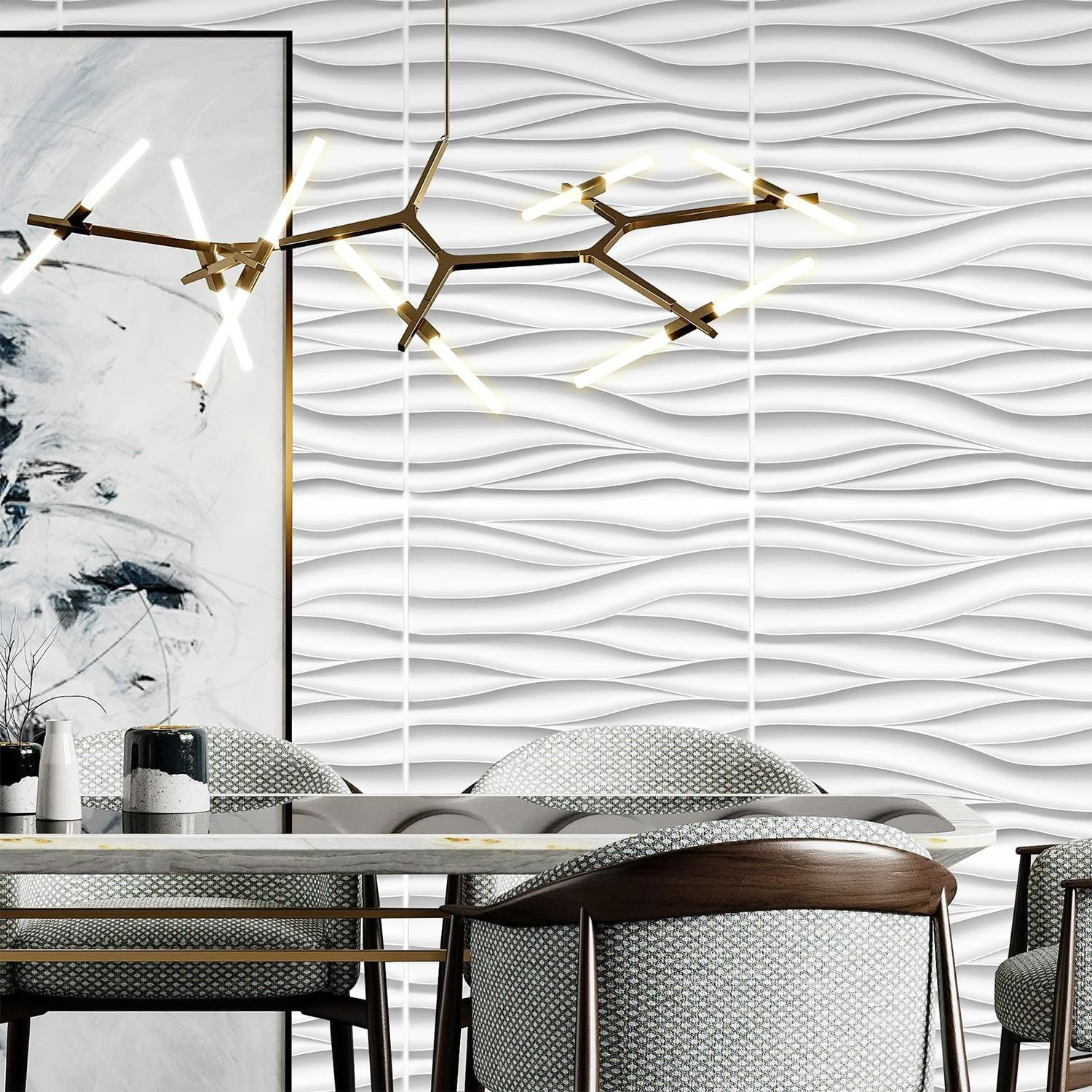 STICKGOO Wave Wall Panels for Interior Wall Decor, White 3D Wall Panels Accent W