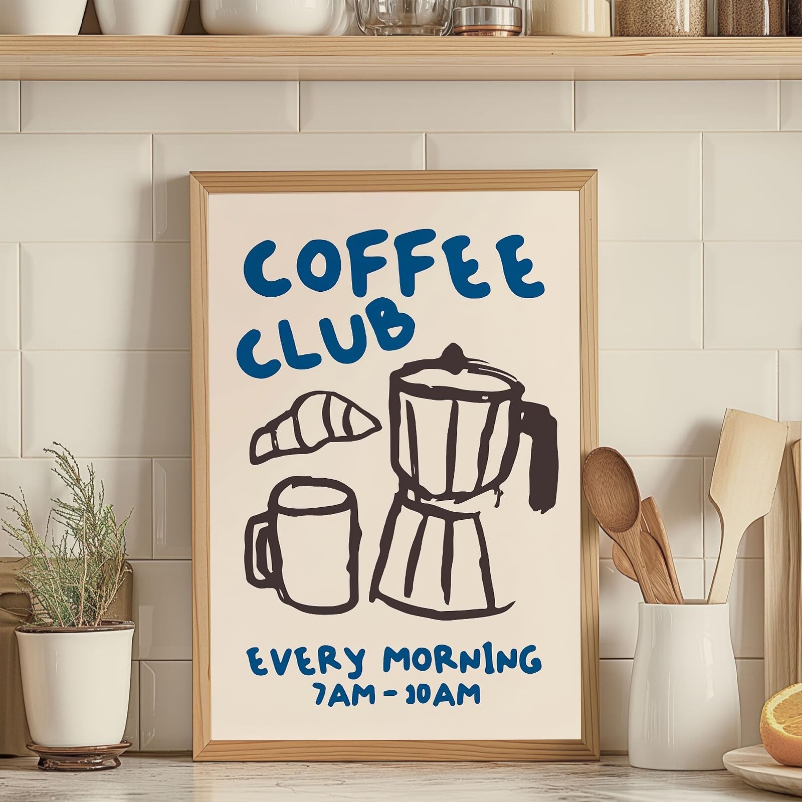 Kitchen Canvas Wall Art – Funky Kitchen Pictures, Vintage Coffee Artwork, Mod…