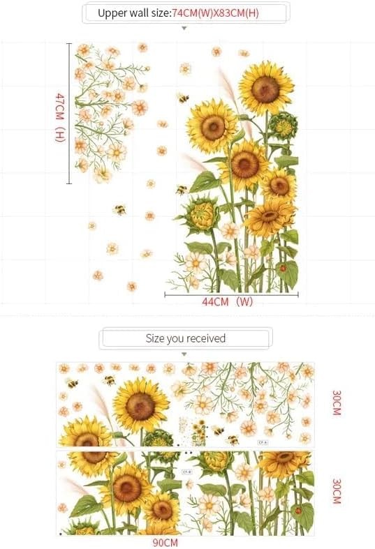 12×36 Inch Set of 2- Floral Wall Decals for Decor, Self Adhesive #7