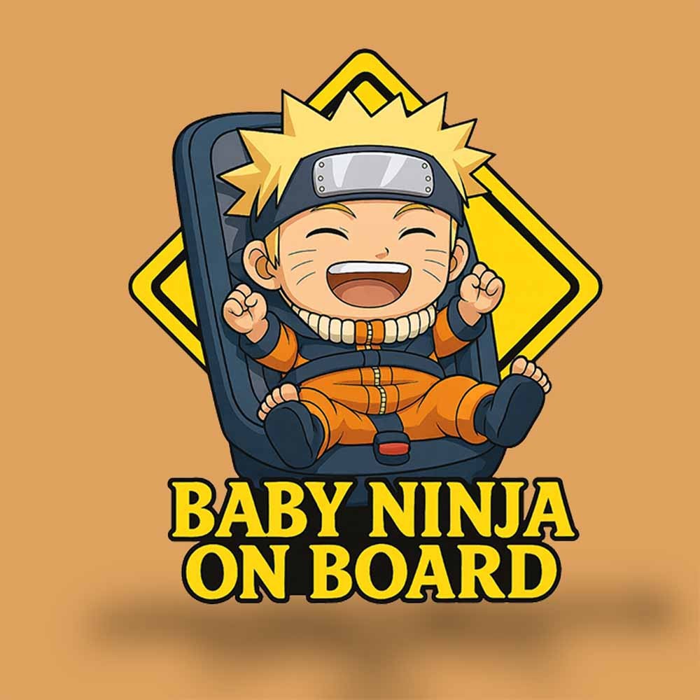 Naruto Baby On Board Decal – Glossy Vinyl Sticker – 6.75” × 7.75” – Weatherproof