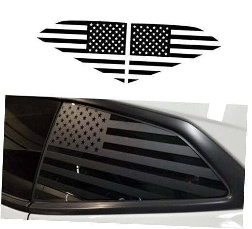 Rear Side Quarter Window American Flag Decal for Chevy Camaro 2016-2022, Black