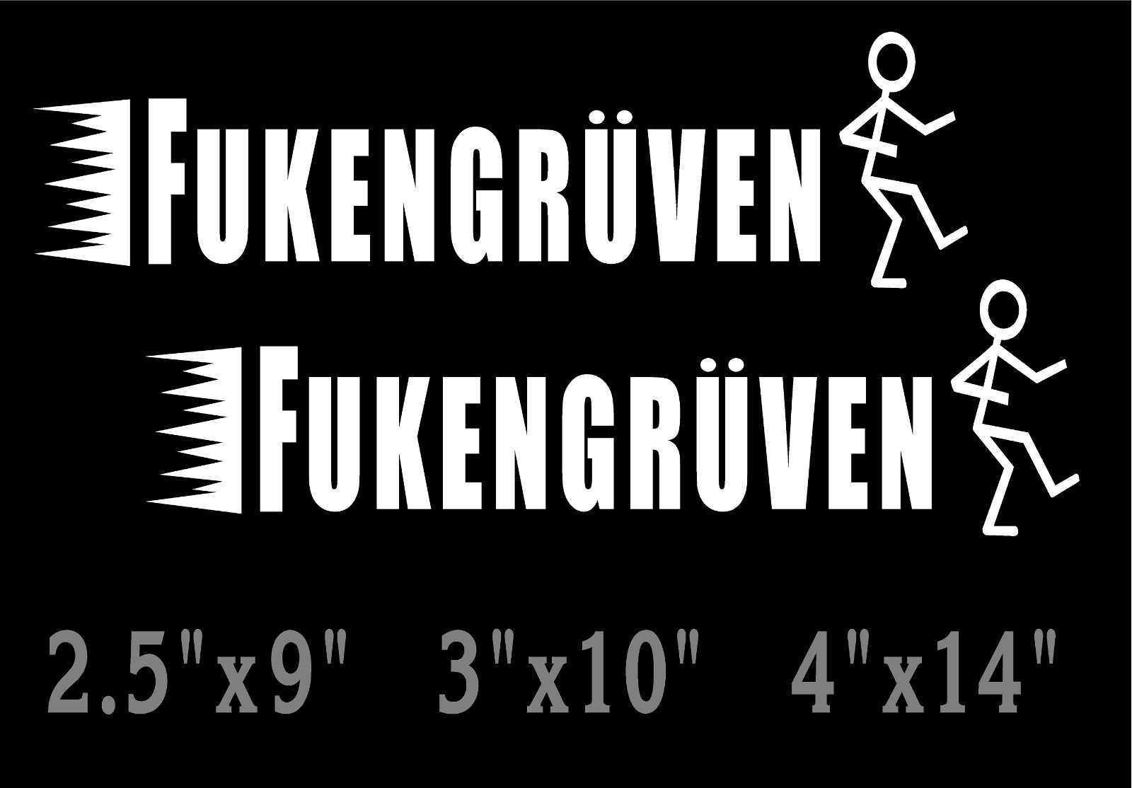 FUKENGRUVEN Decal with Stick Person funny window vinyl sticker x 2