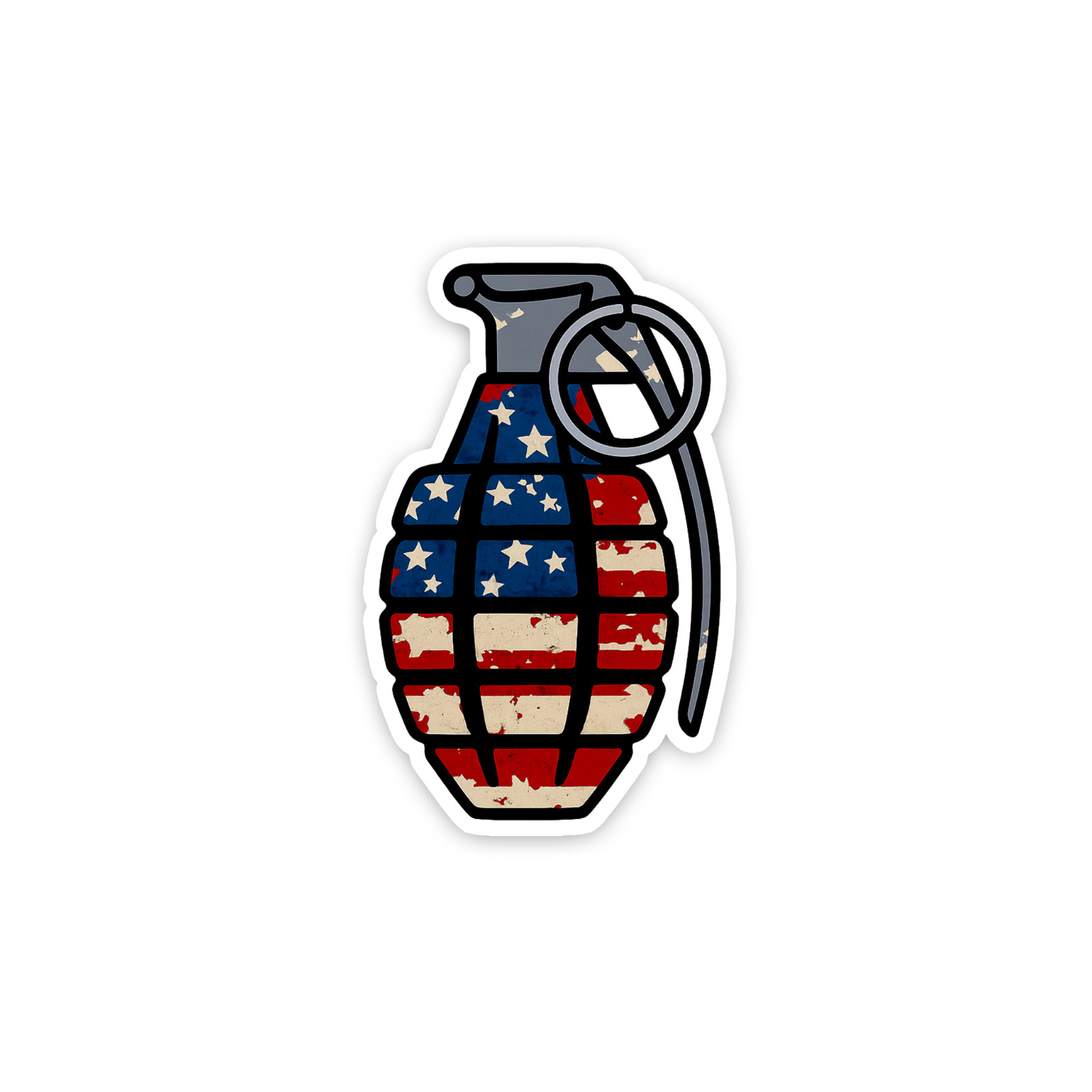 Grenade War Torn Flag Sticker 4 Inch Vinyl Decal Military Waterproof