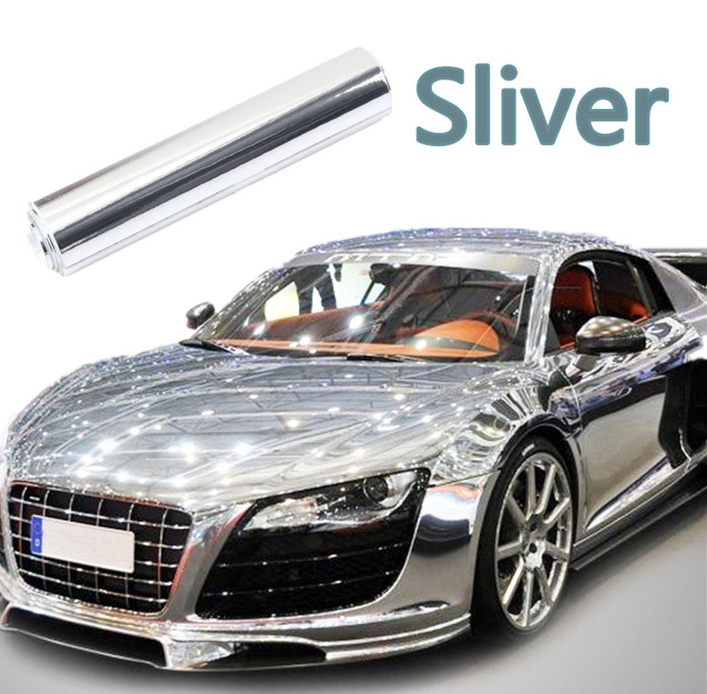 Chrome Vinyl Wrap Self Adhesive Car Decal Film Sheet 12"x78" Silver Car