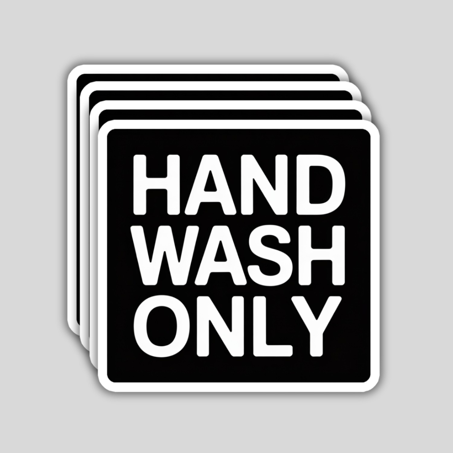 Hand Wash Only Stickers: Waterproof Hygiene Reminder Decals – 4 Piece
