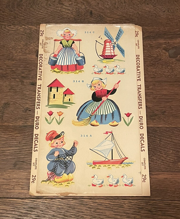 Vintage Duro Decals Dutch Girls Boy Boat Windmill Flowers 314A 314B 314C