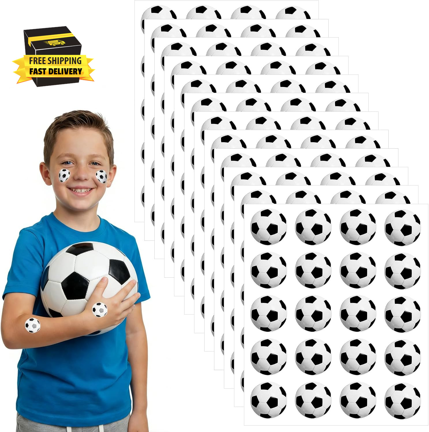 240 Pcs Soccer Stickers Soccer Tattoos for Kids Self-Adhesive Sports Football Fa