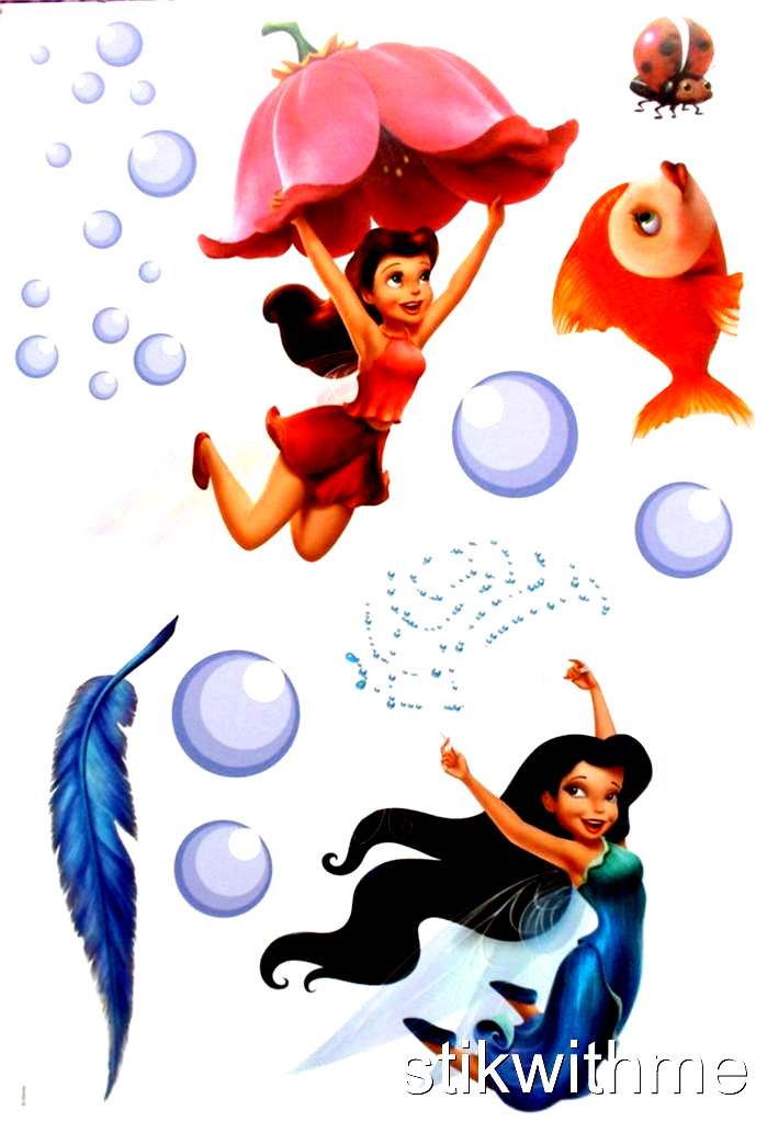 DISNEY FAIRIES Tinkerbell & Friends 48 REMOVABLE WALL STICKERS NEW FREE SHIP