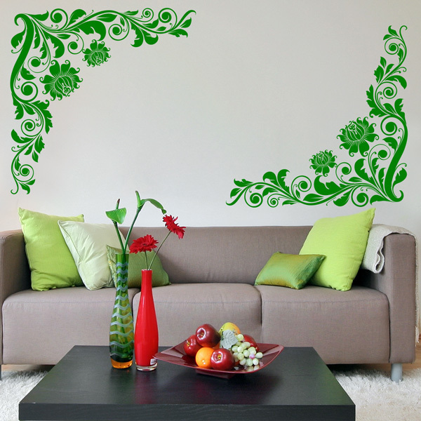 Large Corner Flower Vinyl Wall Stickers Decals room large wall Art decoration