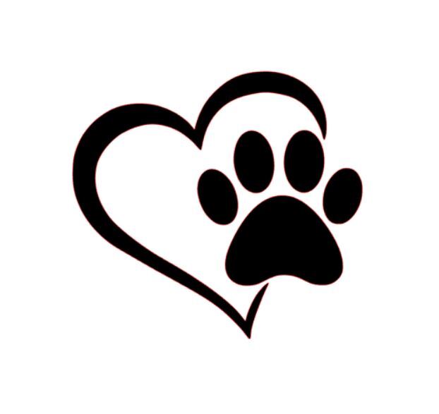 Heart Paw Print Sticker PICK SIZE COLOR Vinyl Decal Dog Puppy Love Car Window