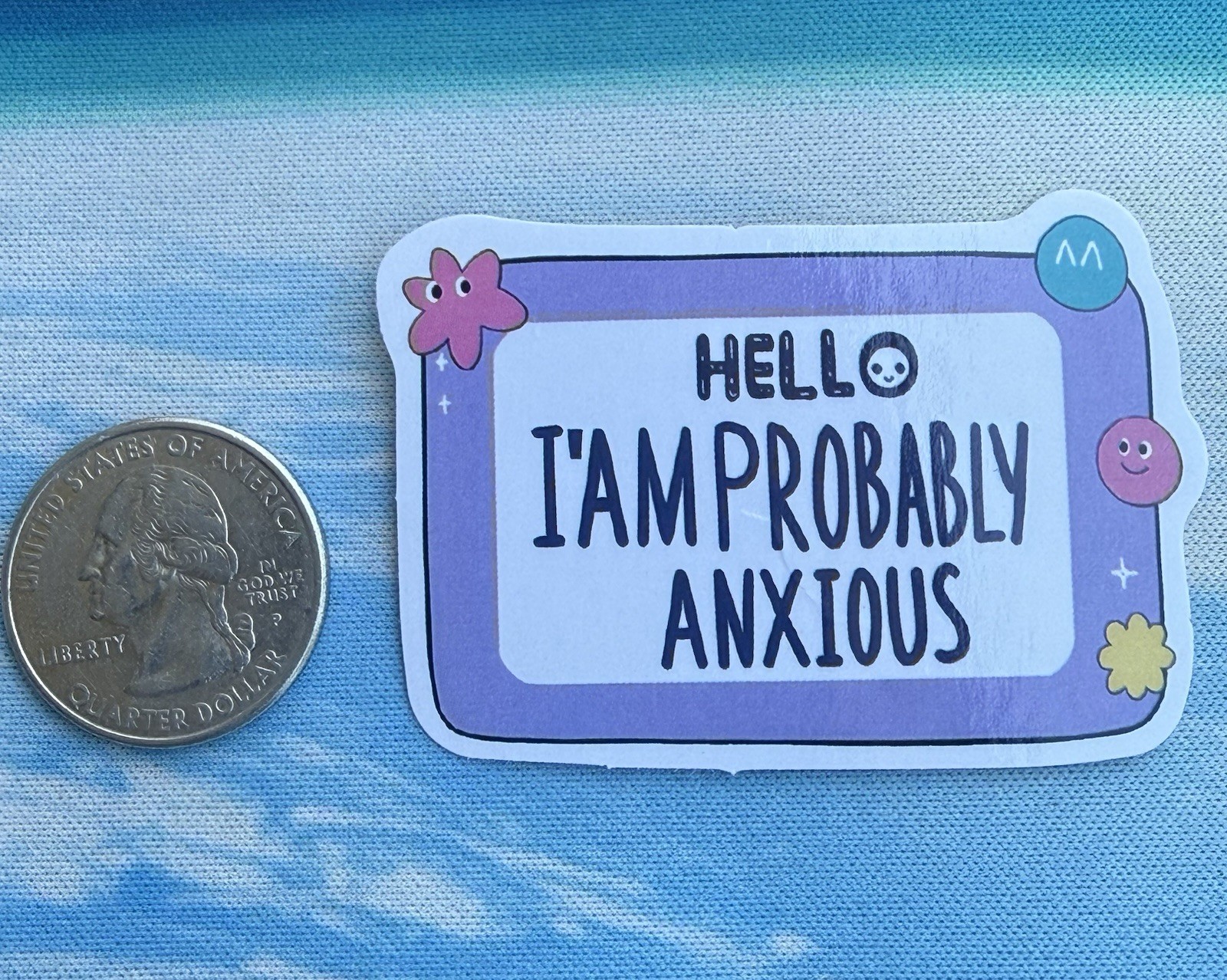 Hello I Am Probably Anxious Quote Rectangle Vinyl Sticker Decal Wall Window