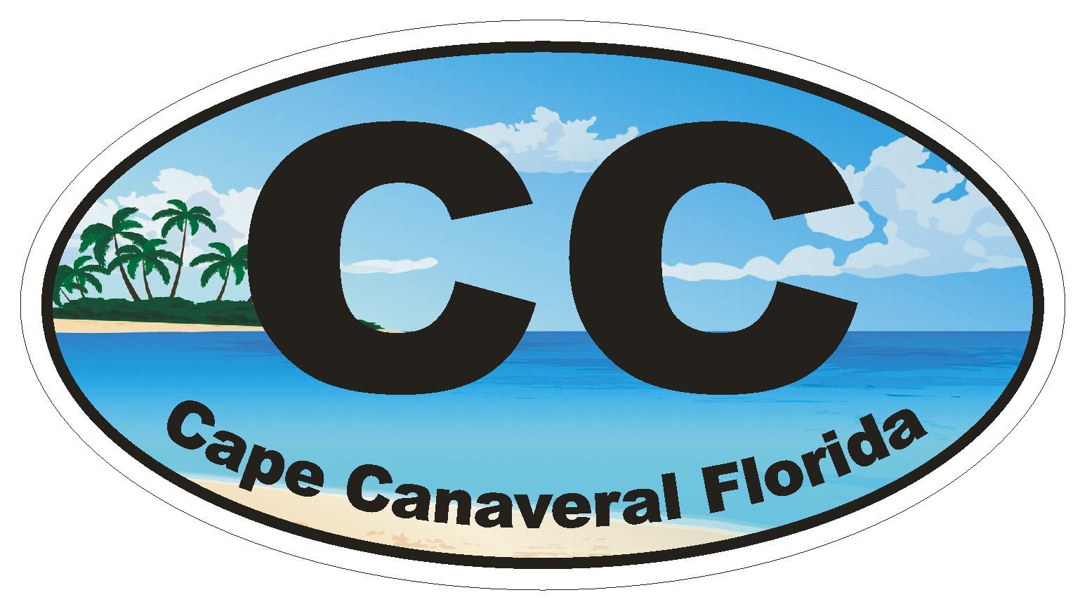 Cape Canaveral Florida Oval Bumper Sticker or Helmet Sticker D1138