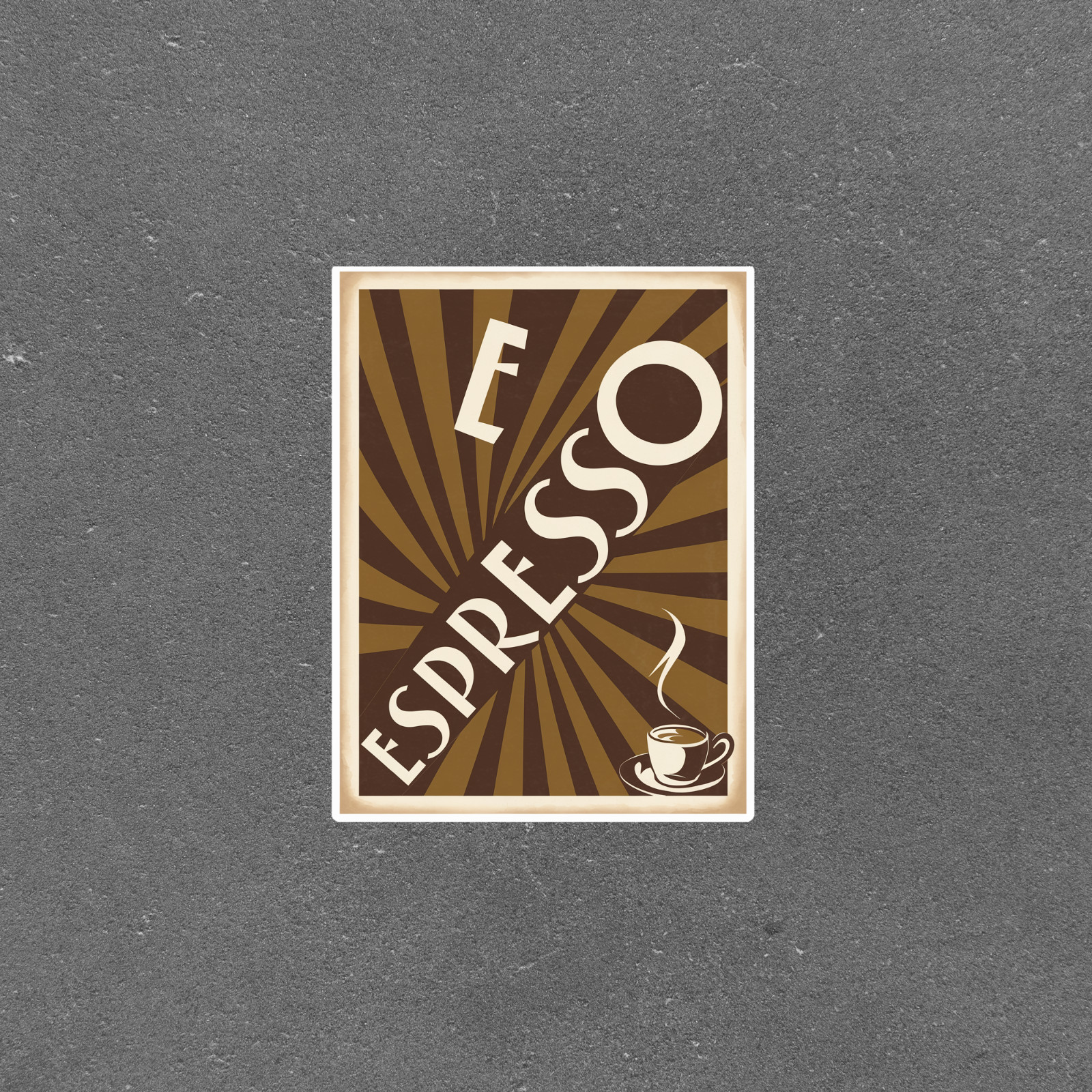 Retro Espresso Coffee sticker – Brown Swirl Sun Rays Wall Art Print Decor #3310