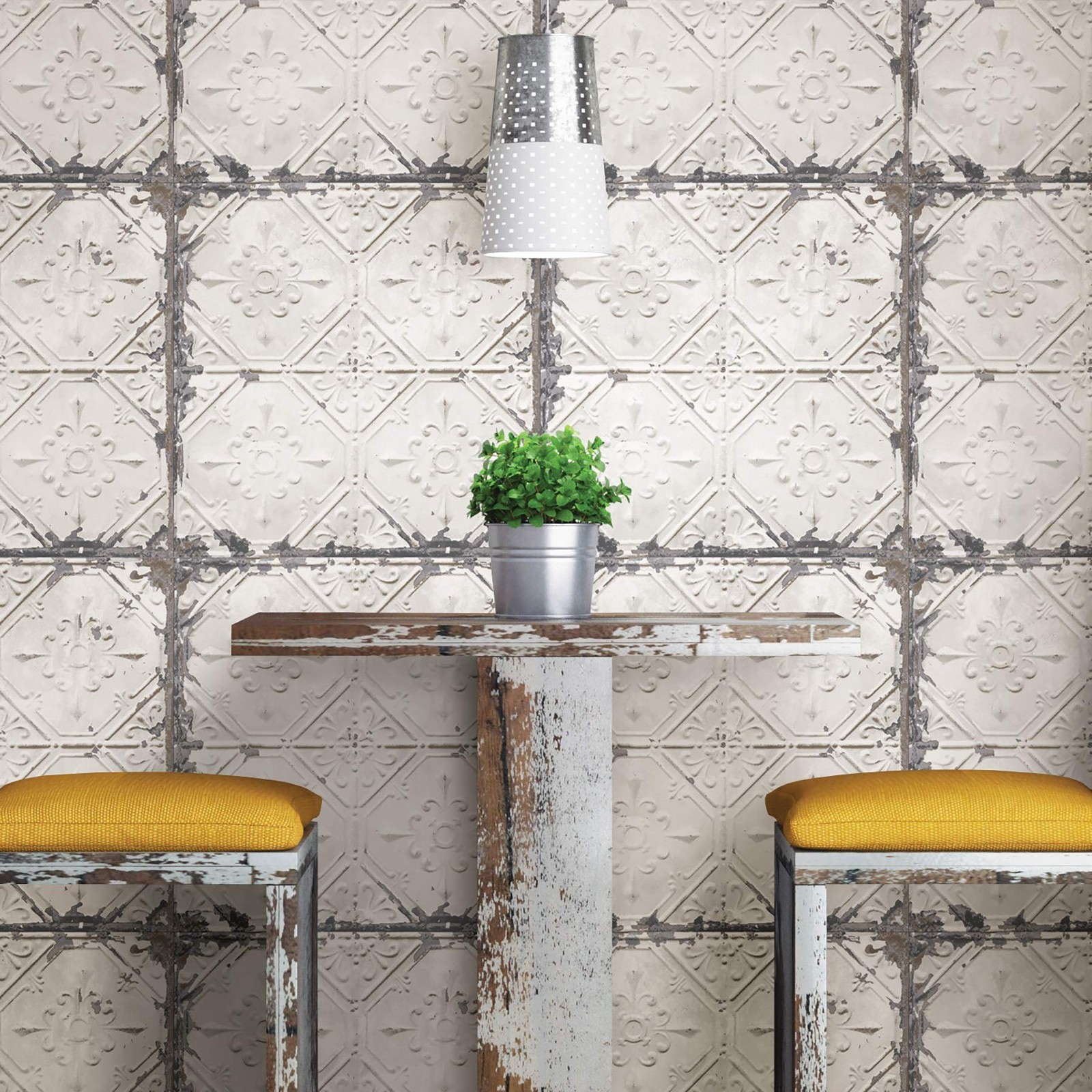 NuWallpaper Vintage Tin Tile Peel & Stick Wallpaper