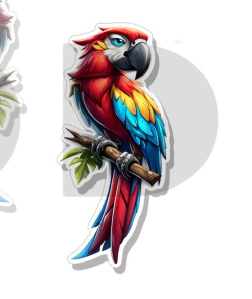 Tropical Macaw Bird Parrot Sticker Animal Art Decal Vinyl Novelty Made in US 2PK