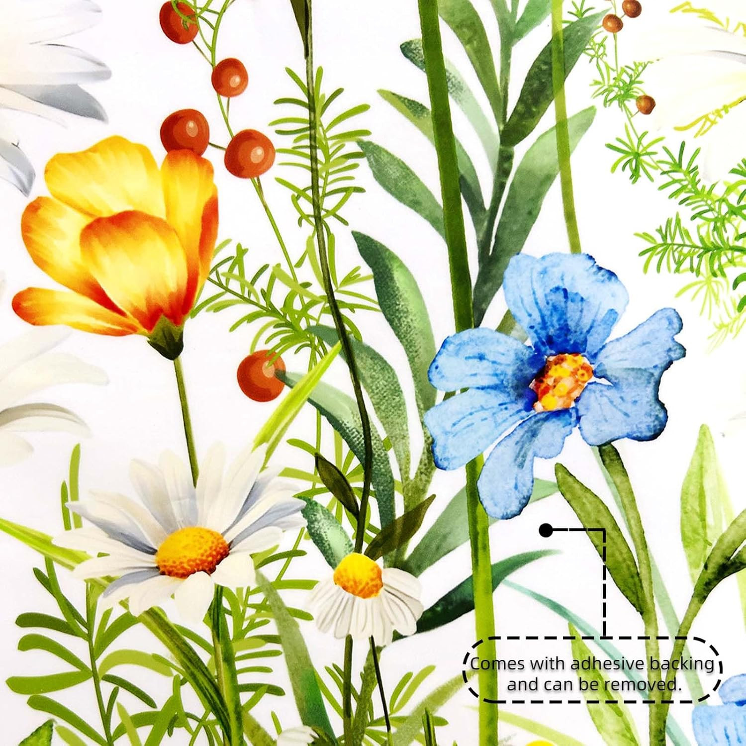 Garden Flower Wall Art Decor Daisy Floral Decals Watercolor Stickers