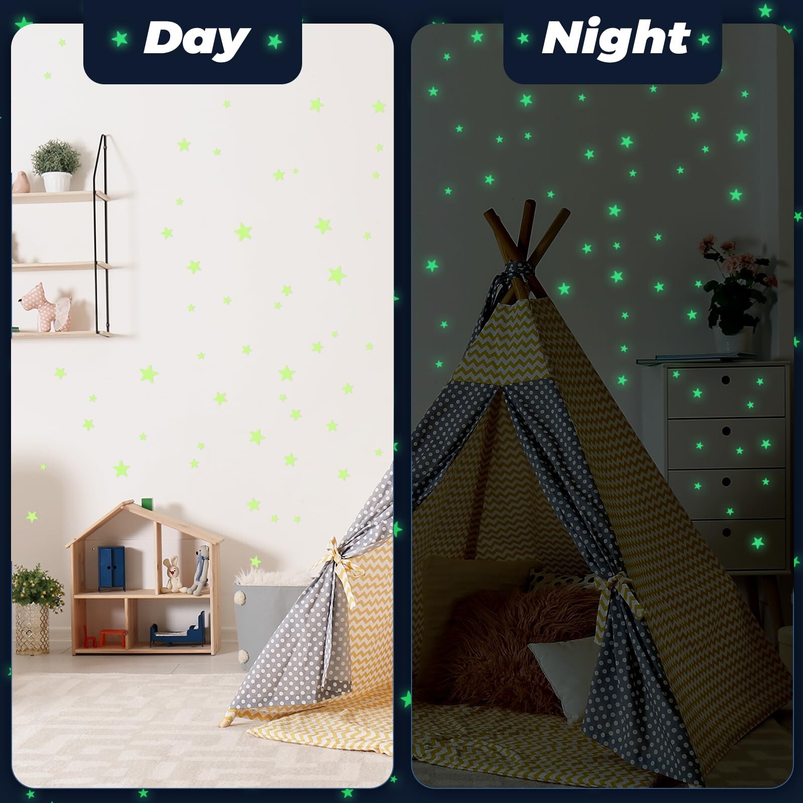 Glow in The Dark Stars Stickers for Ceiling, 514Pcs 3D Room Wall Decor Ceilin…