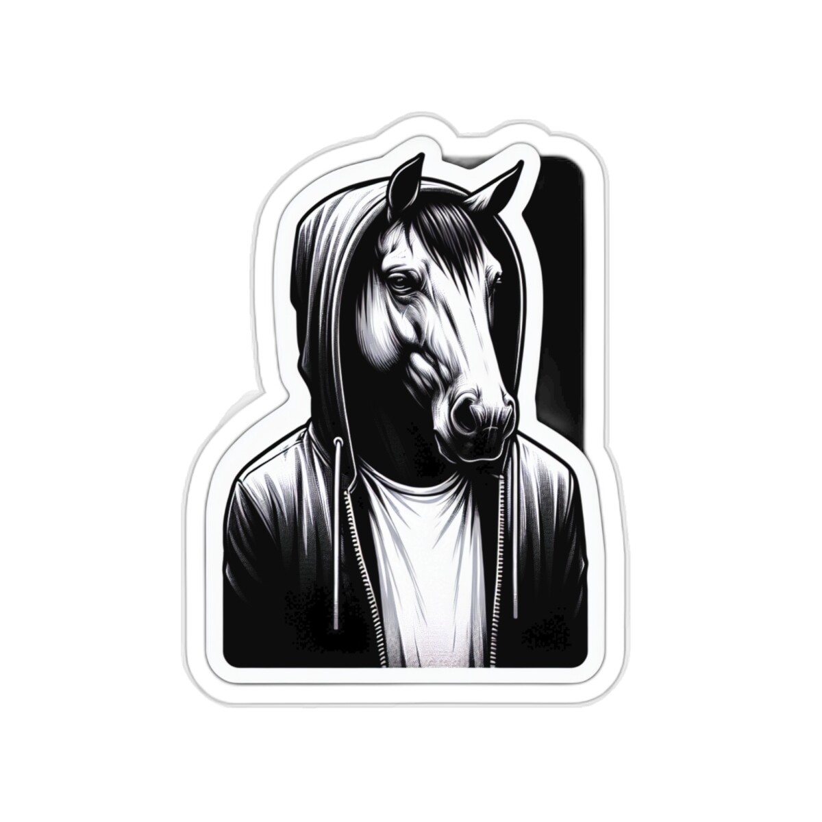 Sticker Urban Melancholy Horse with Hoodie Art Design 2×2" 3×3" 4×4" 6×6" Y2K