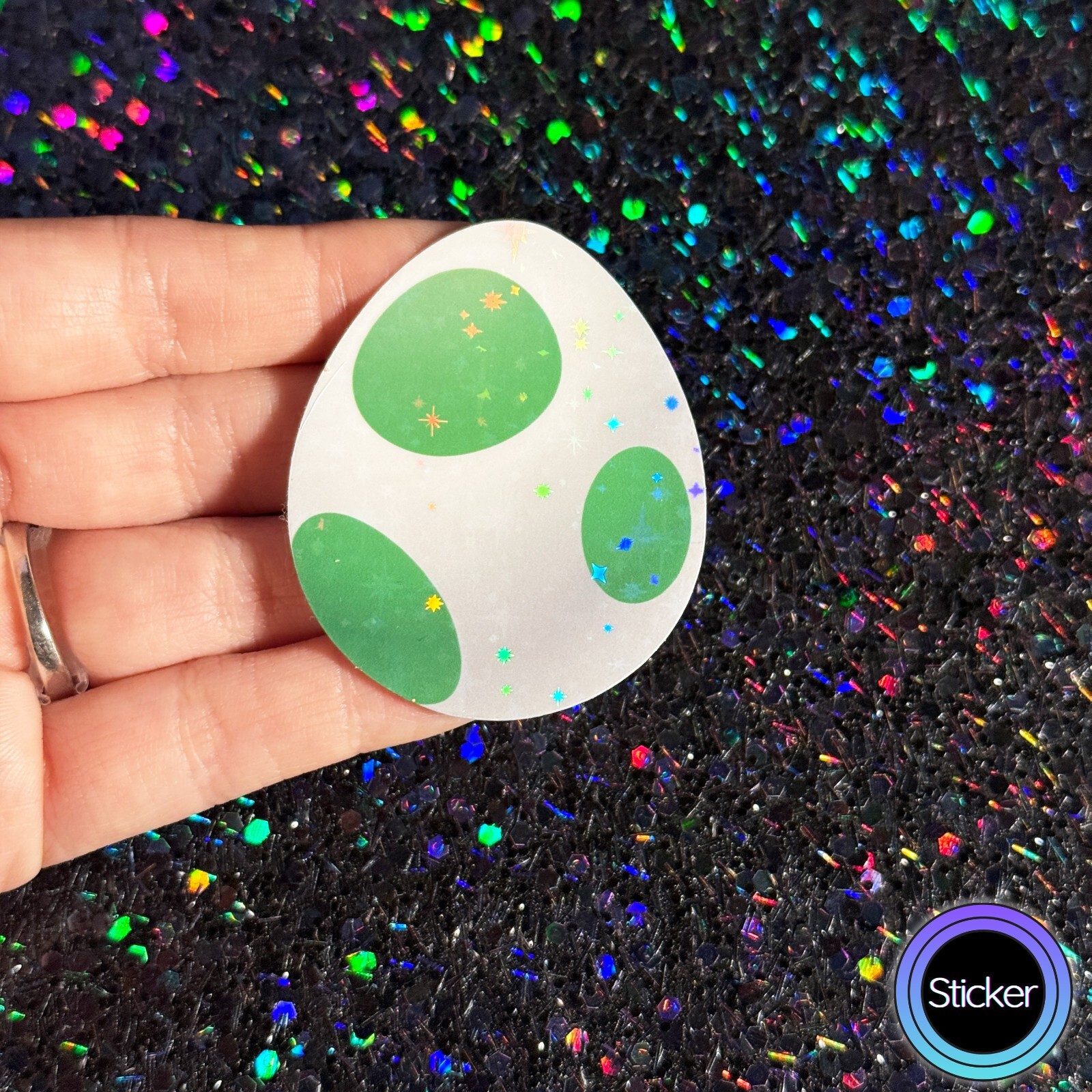 Mario Kart Yoshi Egg Sticker, Holographic Super Mario Sticker