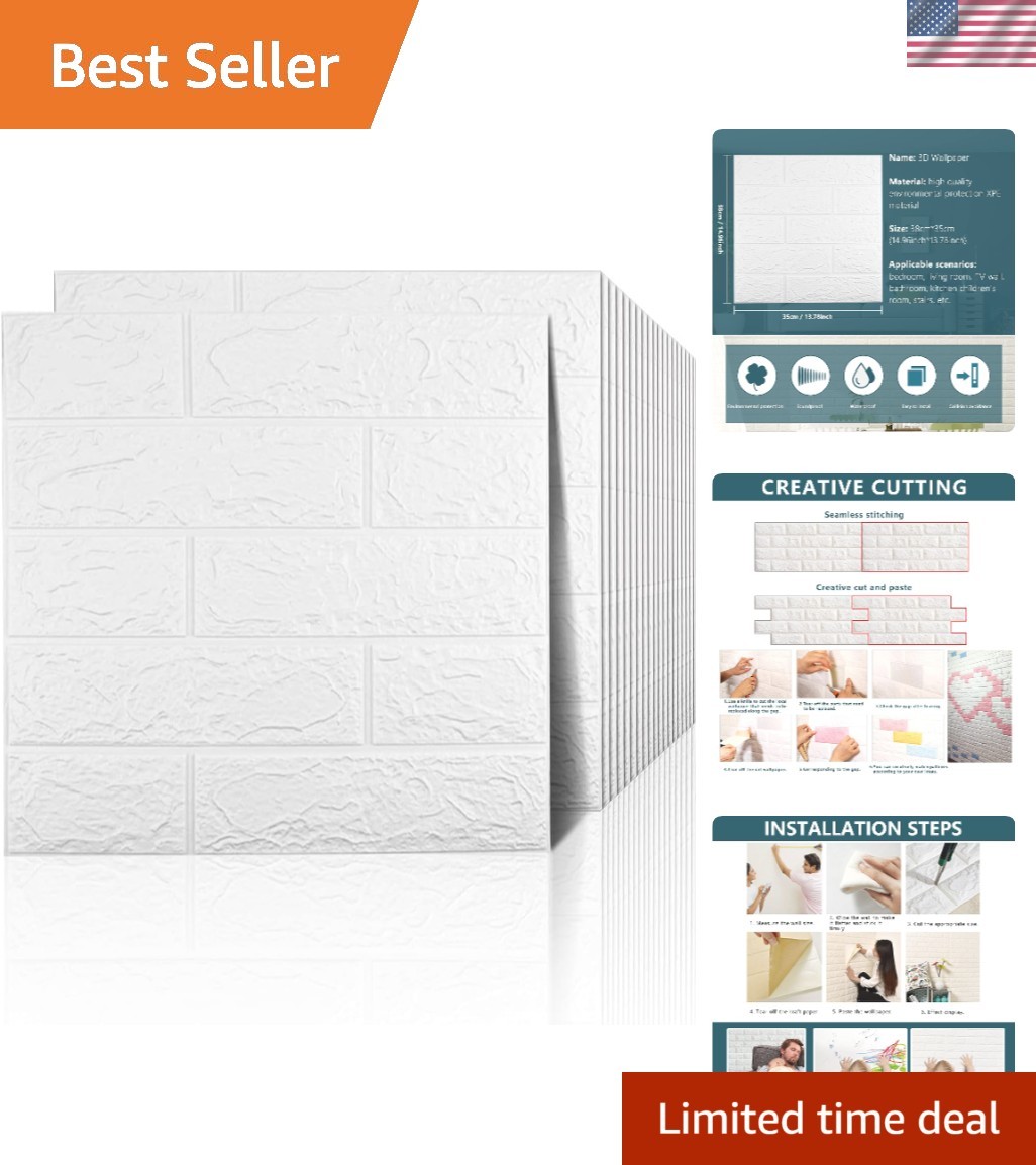 Modern 3D Foam Wall Panels – 20 PCS, 29 Sq Ft White Brick Design for DIY Decor