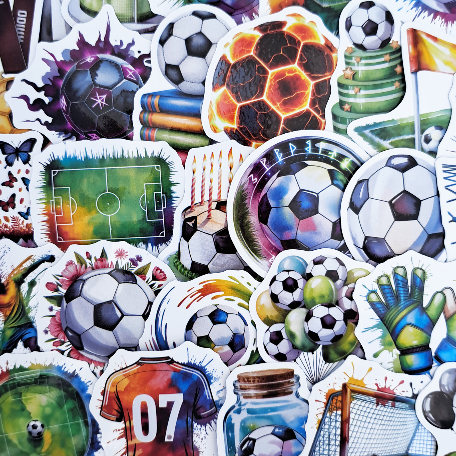 50 PCS Soccer Fan Sticker Pack Football Ball Jersey Goal Trophy Coach Gift