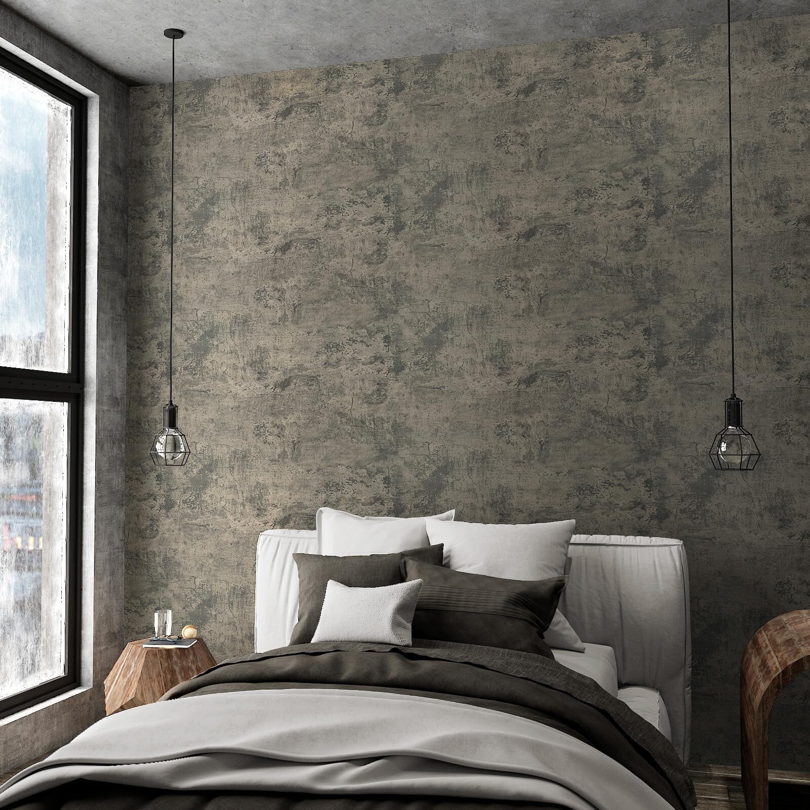VaryPaper Cracked Concrete Wallpaper 15.7"x315" Textured Concrete Peel and …