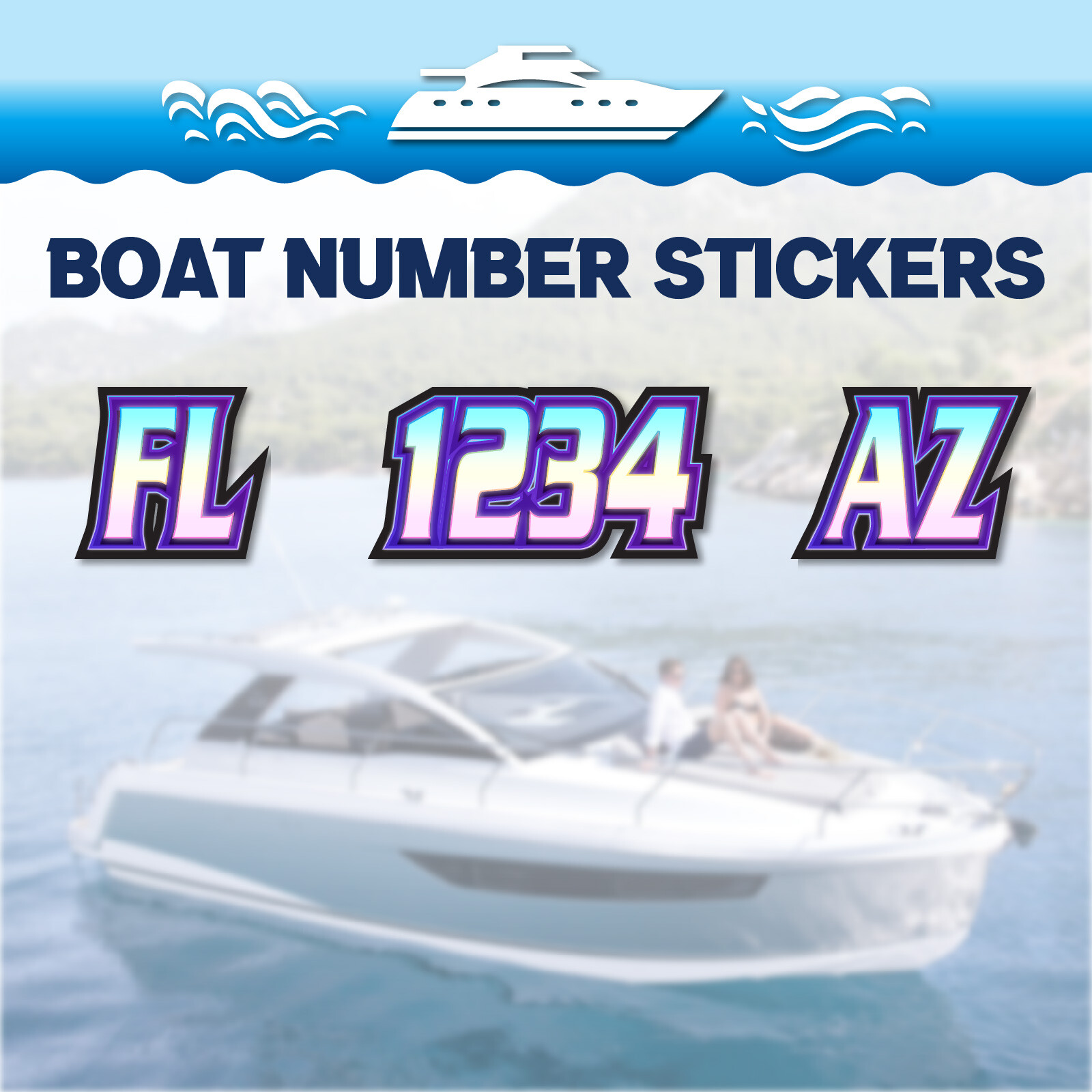 3 inch 2x Watercraft Number Custom Boat Registration Stickers3 inch Lighting